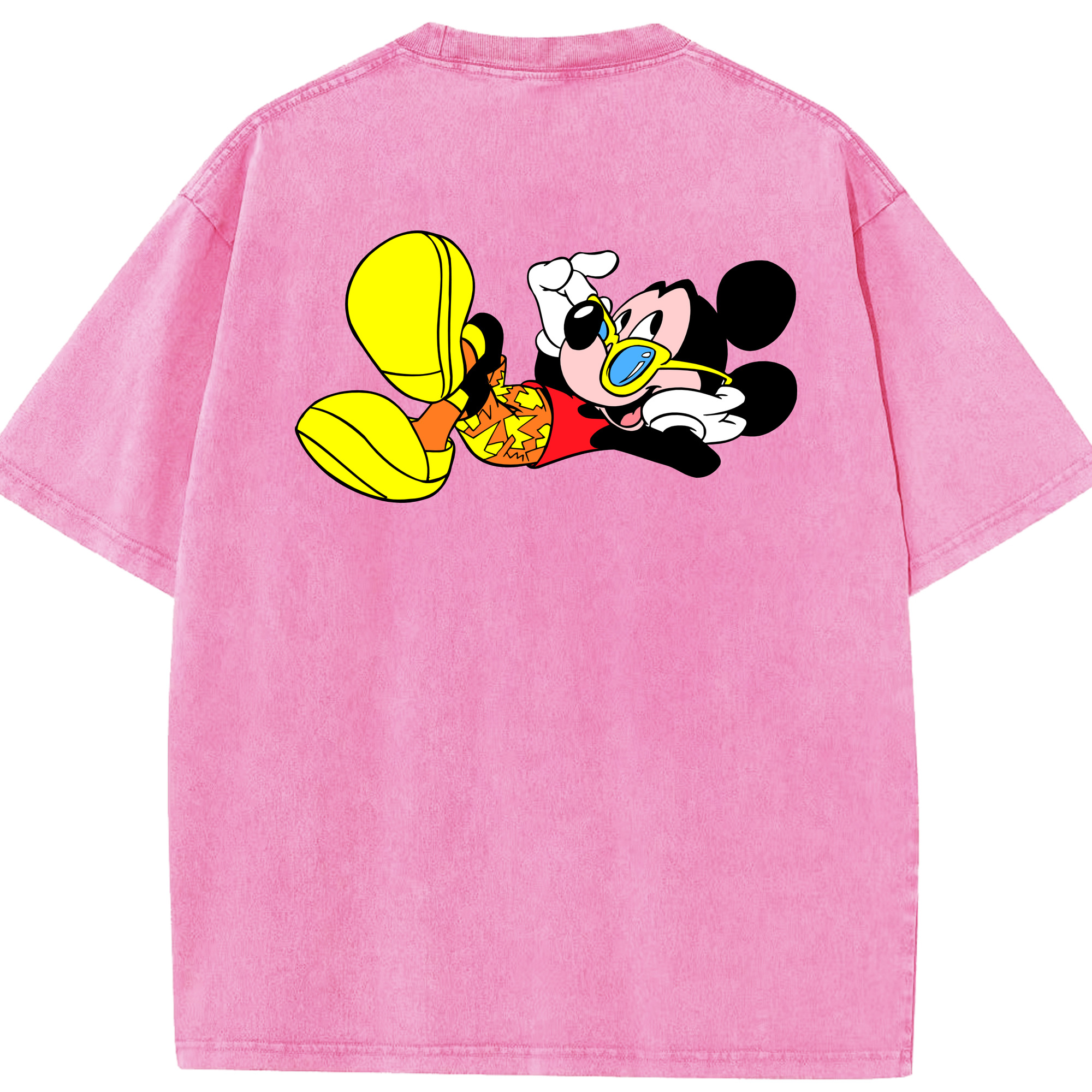 （画像用） ミッキーマウス Mickey Mouse 綿100% ヴィンテージ風 半袖Tシャツ（背面プリント）